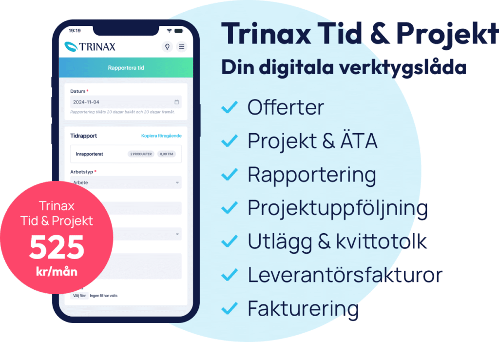 Trinax Tid & Projekt – Ett komplett projektverktyg för hantverkare